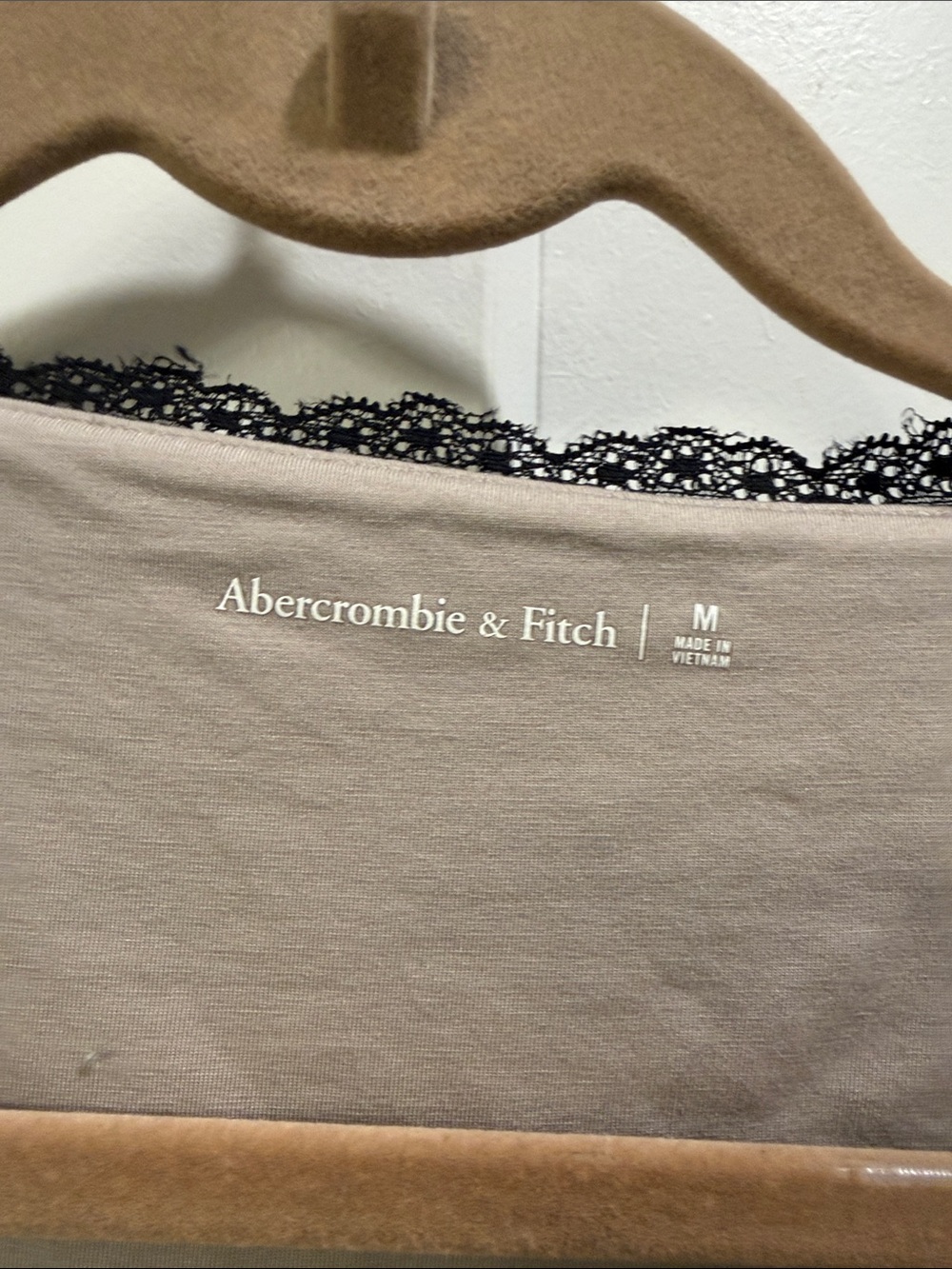 Abercrombie & Fitch Taupe Tank with Black Lace Trim - Picture 2 of 4
